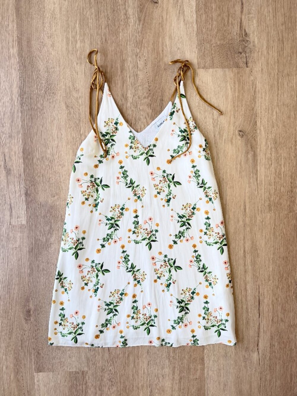 SAM & LAVI Floral Print Satin Slip Dress White Size SMALL